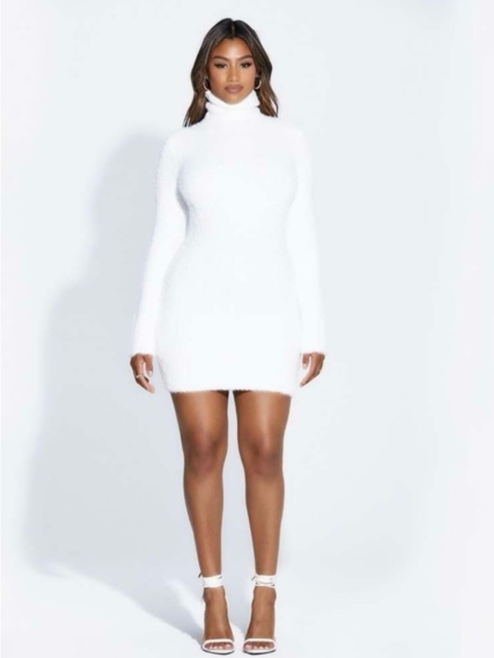 naked wardrobe Cream Fuzzy Long-Sleeve Mini Dress - Picture 2 of 2